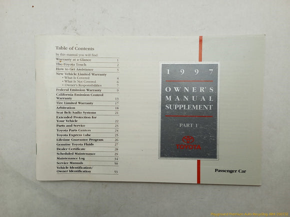 Toyota Celica Owners Manual Booklet