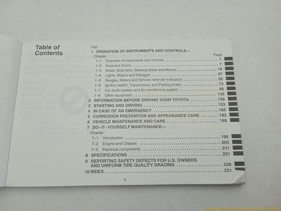 Toyota 4Runner Owners Manual Booklet