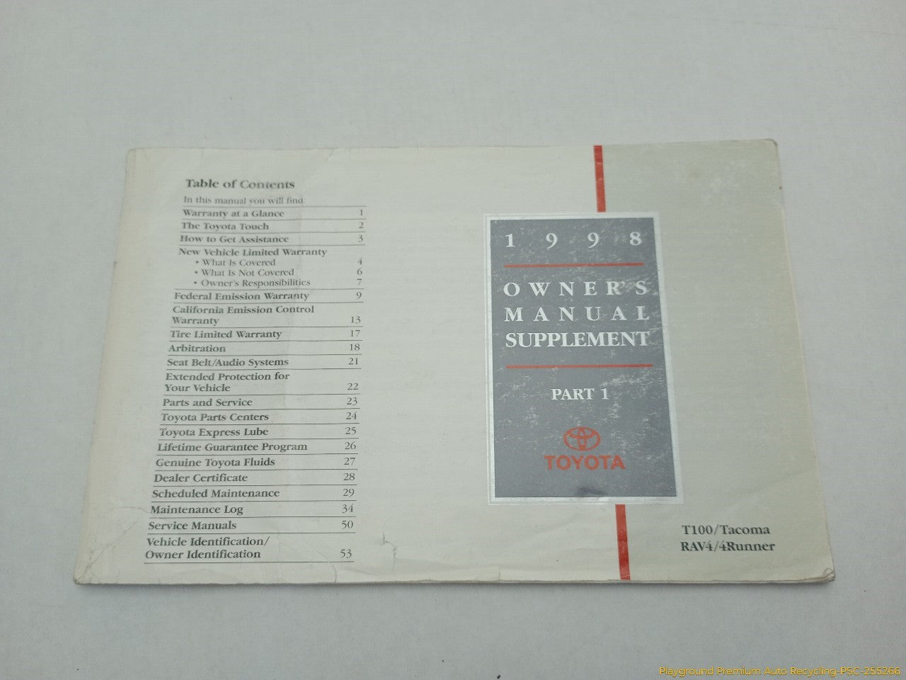 Toyota 4Runner Owners Manual Booklet