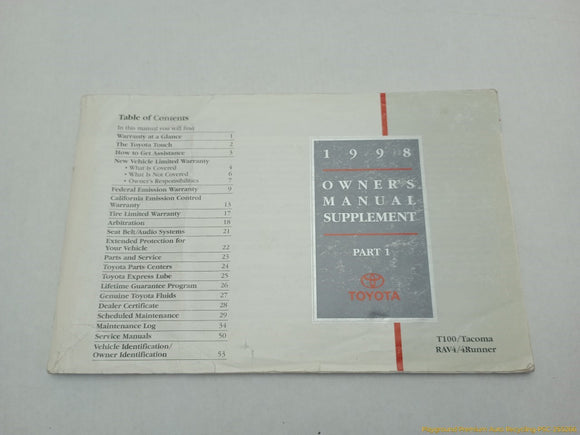 Toyota 4Runner Owners Manual Booklet