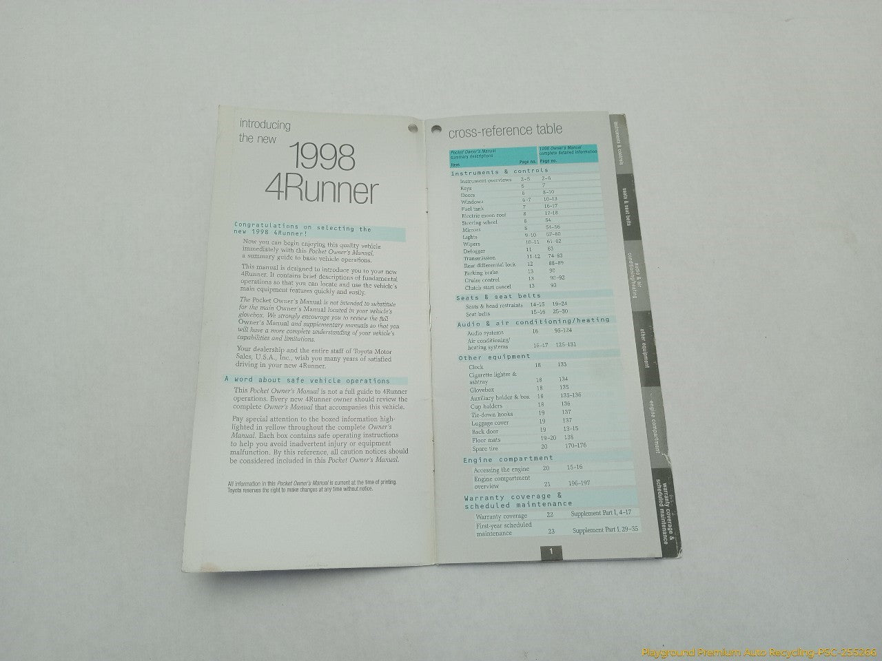 Toyota 4Runner Owners Manual Booklet