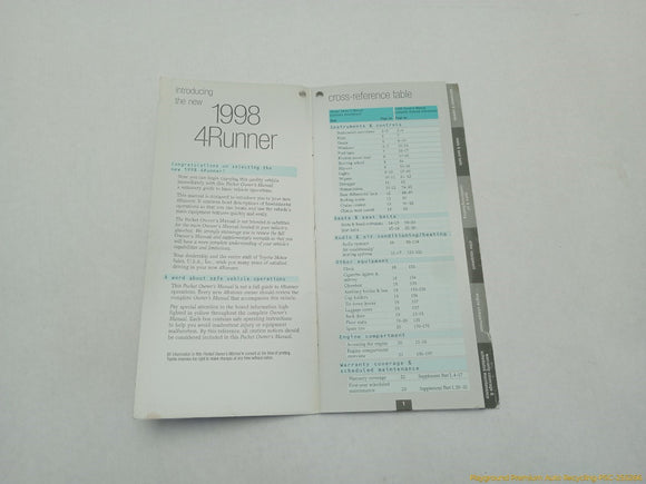 Toyota 4Runner Owners Manual Booklet