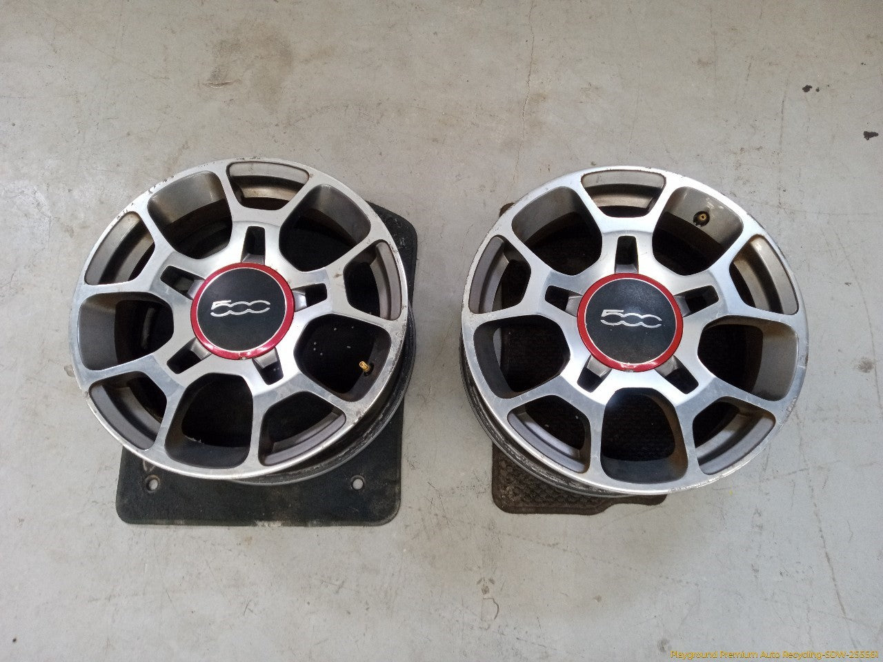 Fiat 500 Pair Of Alloy Rim Wheels 5 Double Spoke