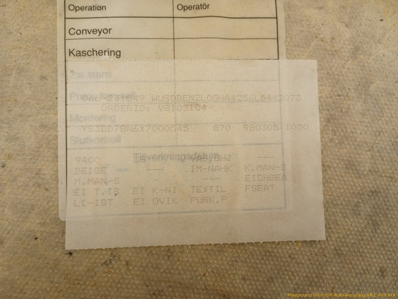 Saab 9-3 Passenger Right Front Door Trim