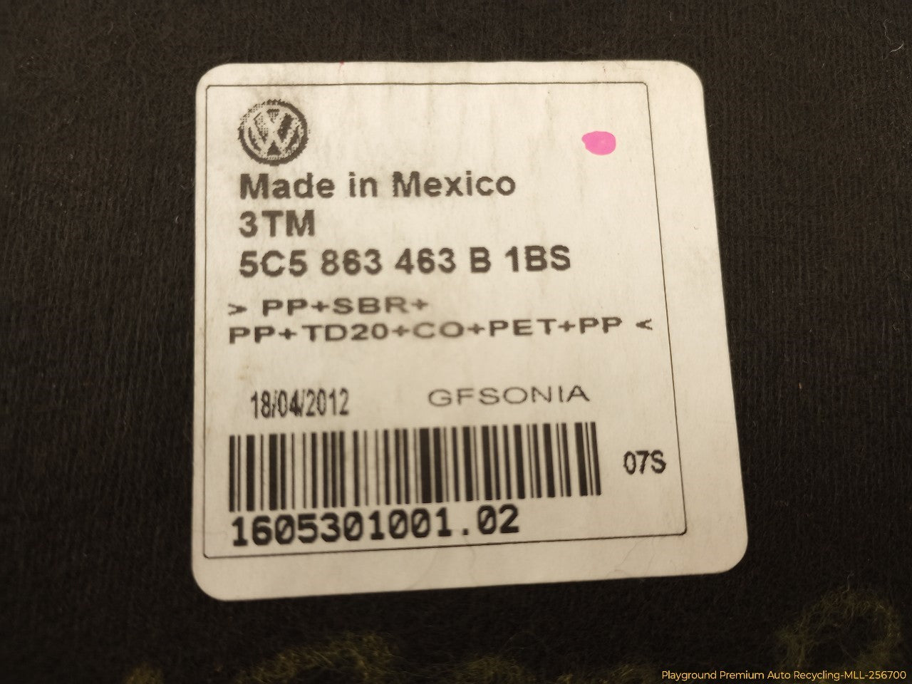 Volkswagen Beetle Trunk Spare Tire Floor Cover