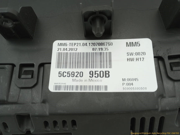 Volkswagen Beetle Instrument Cluster Speedometer