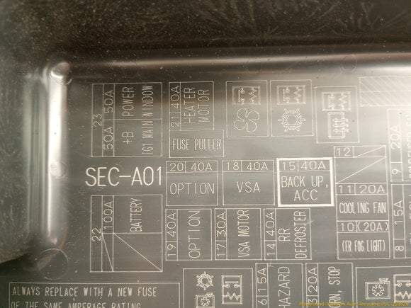 Acura TSX Engine Fuse Box