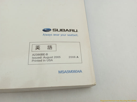 Subaru Legacy Owner's Manual
