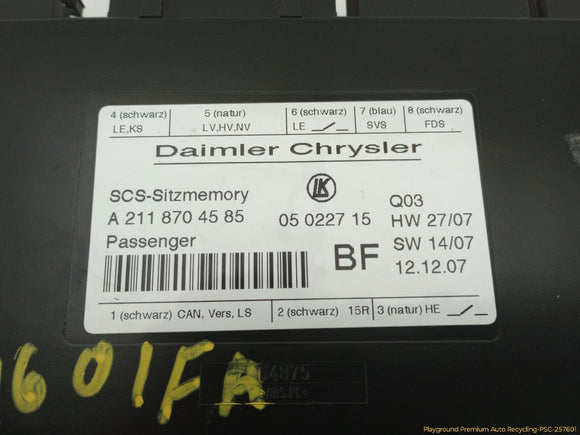 Mercedes SLK280 Passenger Right Front Seat Control Module