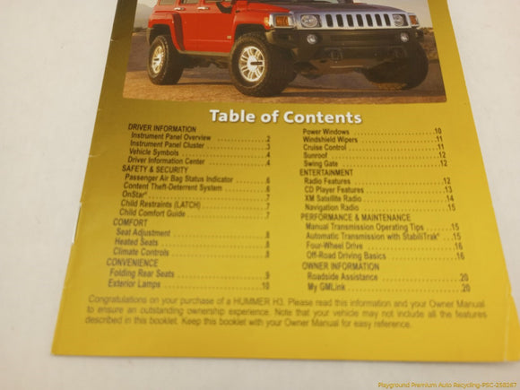 Hummer H3 Owner's Manual