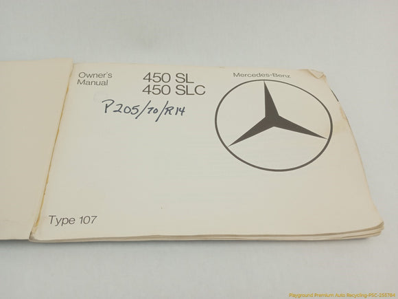 Mercedes 450SL Owner's Manual