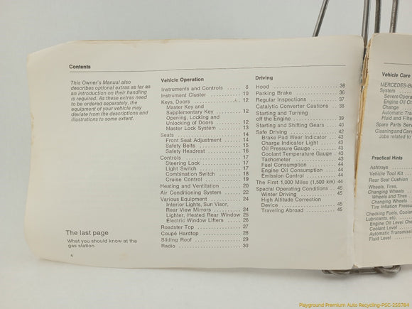 Mercedes 450SL Owner's Manual