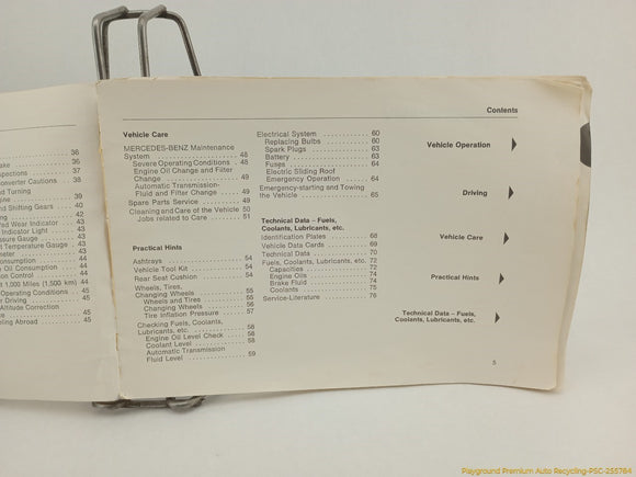 Mercedes 450SL Owner's Manual