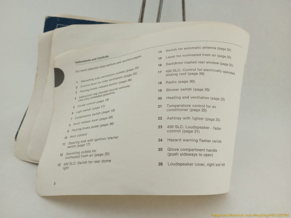 Mercedes 450SL Owner's Manual