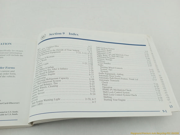 Cadillac Eldorado Owner's Manual