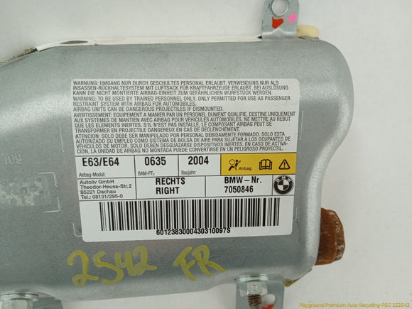 BMW 645CI Passenger Right Front Door Airbag