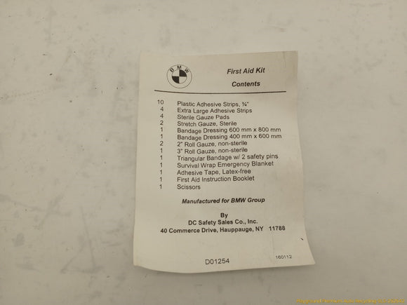BMW 645CI Emergency First Aid Kit