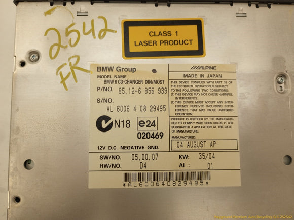 BMW 645CI 6 Disc CD Changer
