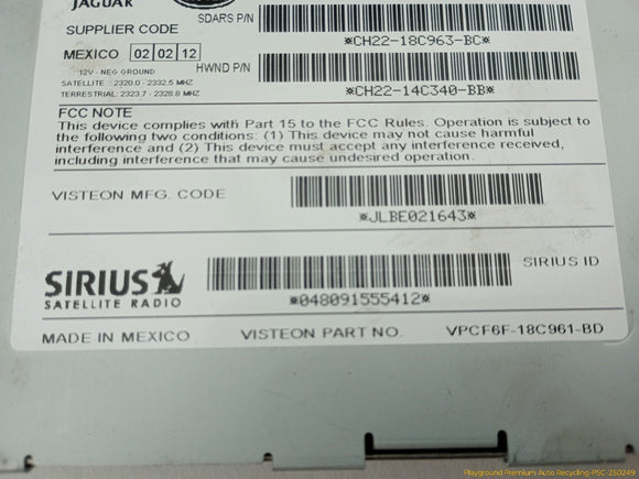 Land Rover Evoque Sirius Satellite Radio Receiver Control Module