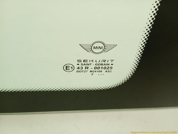 Mini Cooper S Passenger Right Rear Quarter Window Glass