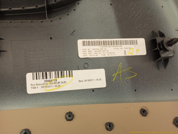Cadillac CTS Passenger Right Rear Quarter Trim
