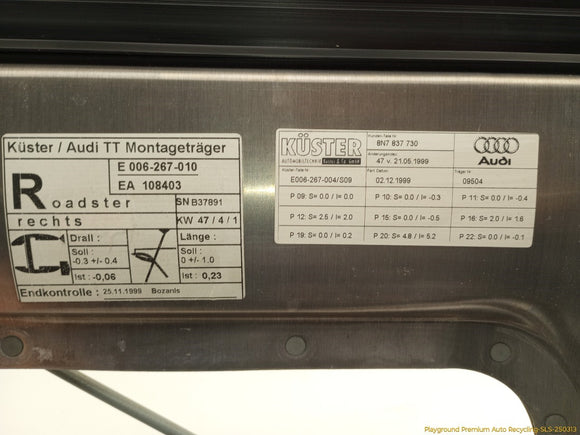 Audi TT Passenger Right Front Door Window Regulator