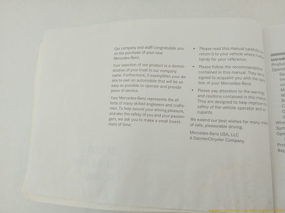 Mercedes SL500 Owner's Manual